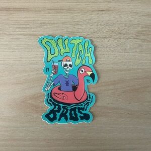 Dutch Bros Vibrant Skeleton Flamingo Sticker